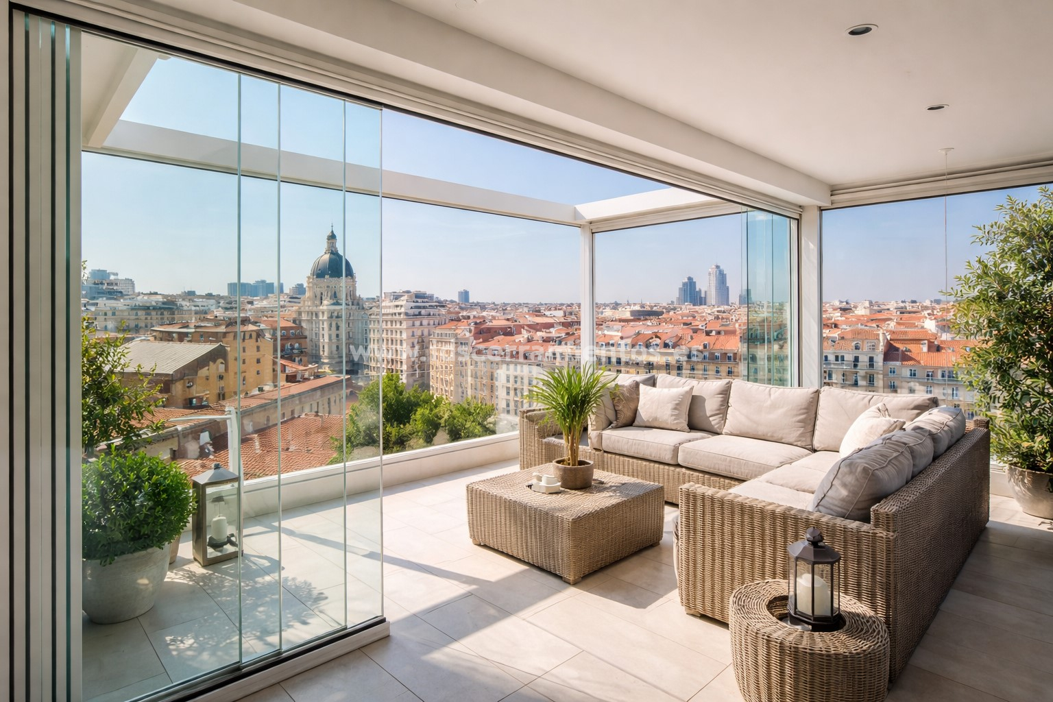 permiso-cerrar-terraza-madrid Cerramiento de terraza en Madrid con cortinas de cristal sin perfiles en vivienda urbana